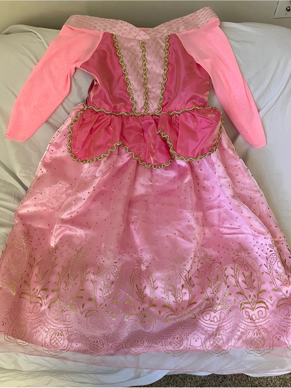 Kids Pink Princess Costume Dress with Gold Trim